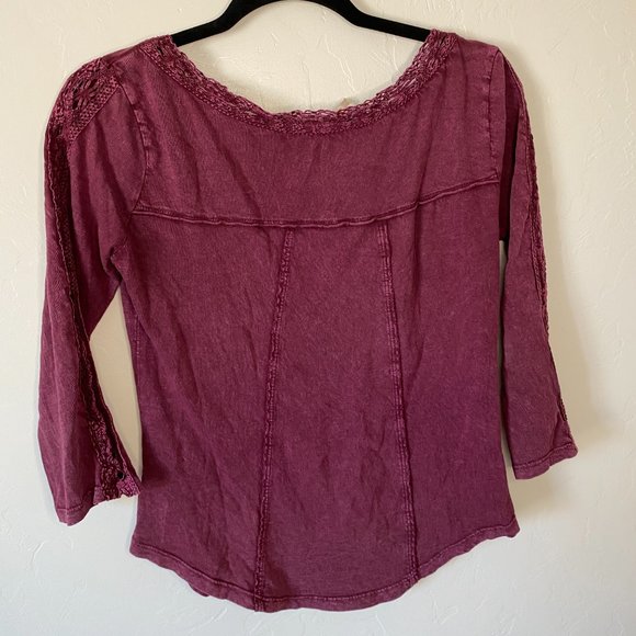 Free People Truly Madly Lace Top Wine Red - Picture 6 of 9